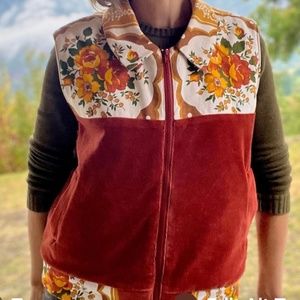 Vintage Floral Velour Vest